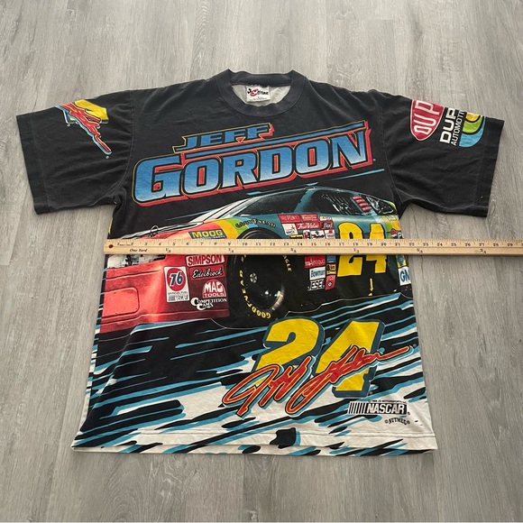 vintage 90s JEFF GORDON ALL-OVER PRINT T-Shirt Size Large AOP NASCAR RACING - Picture 5 of 5